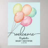 Watercolor Balloons Boy Baby Dusche Willkommen Poster (Vorne)