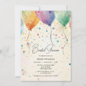 Watercolor Balloons Bridal Shower Einladung (Vorderseite)