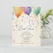Watercolor Balloons Bridal Shower Einladung (Stehend Vorderseite)