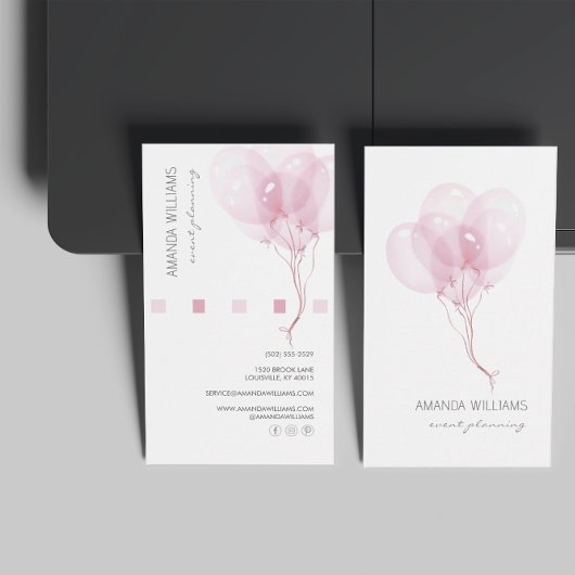 Watercolor Balloons Eventplaner Visitenkarte