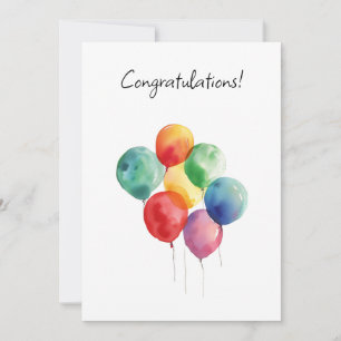 Watercolor Balloons Glückwünsche Minimalistisch Dankeskarte