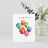 Watercolor Balloons Glückwünsche Minimalistisch RSVP Karte (Stehend Vorderseite)