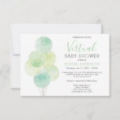 Watercolor Balloons Virtual Baby Dusche Einladung (Vorderseite)