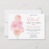 Watercolor Balloons Virtual Baby Dusche Einladung (Vorderseite)