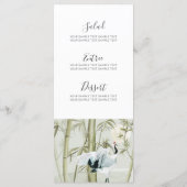 Watercolor Bamboo Japanischer Kranich Menükarte (Rückseite)