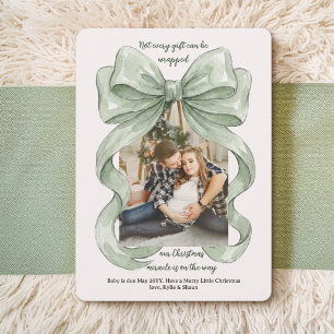 Watercolor-Band-Weihnachtswunder-Baby-Enthüllung Feiertagskarte