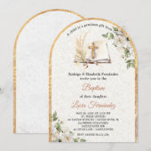 Watercolor Baptism Greenery Gender Neutral Einladung (Vorne/Hinten)