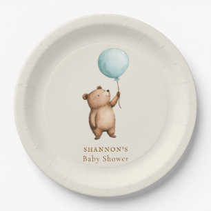 Watercolor-Bär mit Ballon-Baby-Party Pappteller