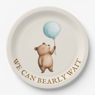Watercolor-Bär mit Ballon-Baby-Party Pappteller
