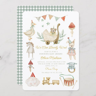 Watercolor Bär Wartet Kaum Süße Spielzeuge Baby Sh Einladung