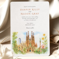 Watercolor Barcelona Spanien Hochzeit