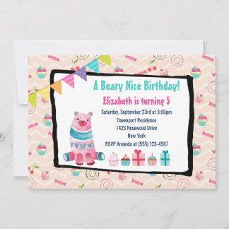 Watercolor Bären Beary Nice Geburtstagsparty Einla Einladung