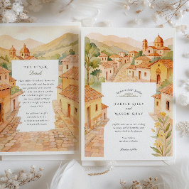 Watercolor Barichara Kolumbien Hochzeit Einladung