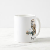 Watercolor Barn Owl Personalized Kaffeetasse (VorderseiteRechts)