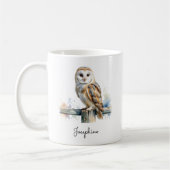 Watercolor Barn Owl Personalized Kaffeetasse (Links)