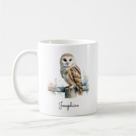 Watercolor Barn Owl Personalized Kaffeetasse