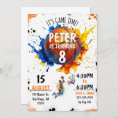 Watercolor Basketball Birthday Invitation Einladung (Vorne/Hinten)