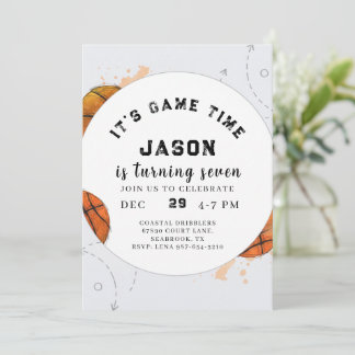 Watercolor Basketball Birthday Invitation Einladung