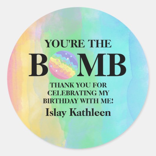 Watercolor Bath Bomb Birthday Sticker (Vorderseite)