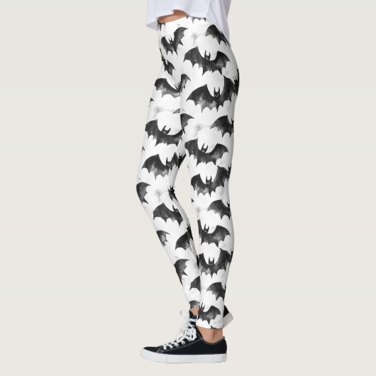 Watercolor Bats in Flight Halloween Pattern Leggings (Links)