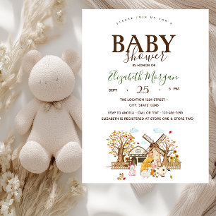 Watercolor-Bauernhoftiere-Stall-Baby-Party Einladung