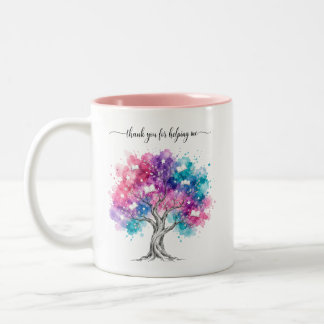 Watercolor-Baum-Lehrer-Dankeschön Zweifarbige Tasse