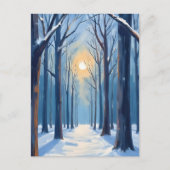 Watercolor-Bäume im Winterwald Postkarte (Vorderseite)