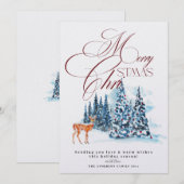 Watercolor-Bäume-Weihnachtskarte Einladung (Vorne/Hinten)