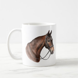 Watercolor Bay Pferd Kopf in einer Brille Kaffeetasse