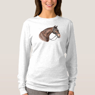 Watercolor Bay Pferd Kopf in einer Brille T-Shirt