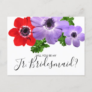 Watercolor be My Jr. Junior Bridesmaid Postkarte