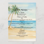 Watercolor Beach and Palm Trees Wedding Menu Menükarte (Vorderseite)