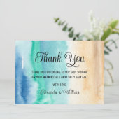 Watercolor Beach Baby Dusche Vielen Dank Dankeskarte (Stehend Vorderseite)