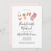 Watercolor Beach Bachelorette Wochenende Einladung (Vorne/Hinten)