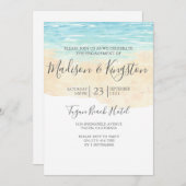 Watercolor Beach Blue Engagement Party Einladung (Vorne/Hinten)