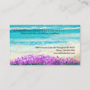 Watercolor Beach Blue Ocean Business Card Visitenkarte
