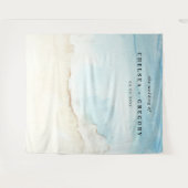 Watercolor Beach Blue & Sand Wedding Hintergrund Wandteppich (Vorderseite (Horizontal))