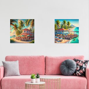 Watercolor Beach Café Set