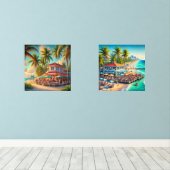 Watercolor Beach Café Set (Holzboden)