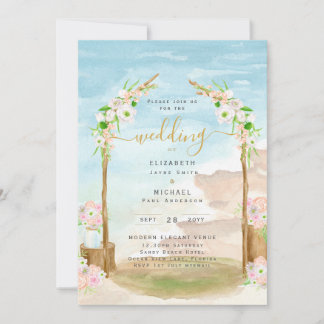 Watercolor Beach Coastal Hochzeit Einladung