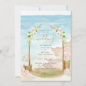 Watercolor Beach Coastal Hochzeit Einladung (Vorderseite)