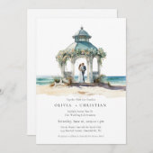 Watercolor Beach Coastal Hochzeit Einladung (Vorne/Hinten)