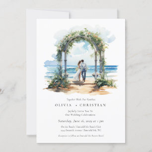 Watercolor Beach Coastal Hochzeit Einladung