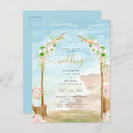 Watercolor Beach Coastal Hochzeit Einladung Postkarte