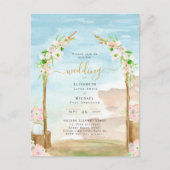 Watercolor Beach Coastal Hochzeit Einladung Postkarte (Vorderseite)