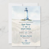 Watercolor Beach, Coastal New England Wedding Einladung (Vorderseite)