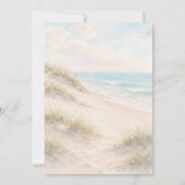 Watercolor beach coatal modern wedding einladung (Rückseite)