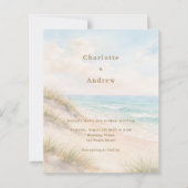 Watercolor beach coatal modern wedding invitation (Vorderseite)