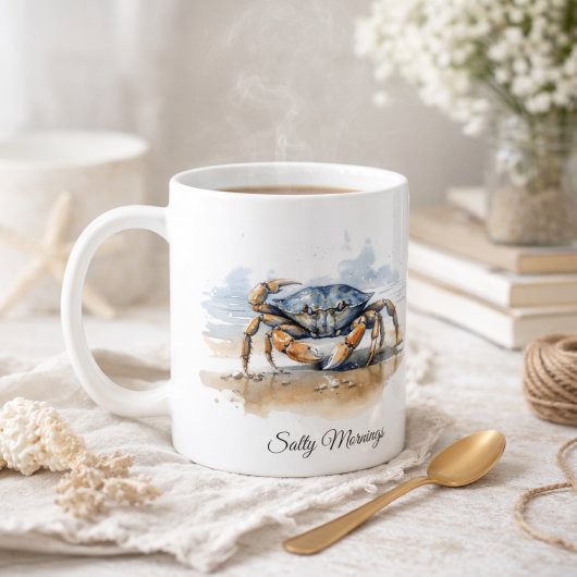 Watercolor Beach Crab, custom Kaffeetasse