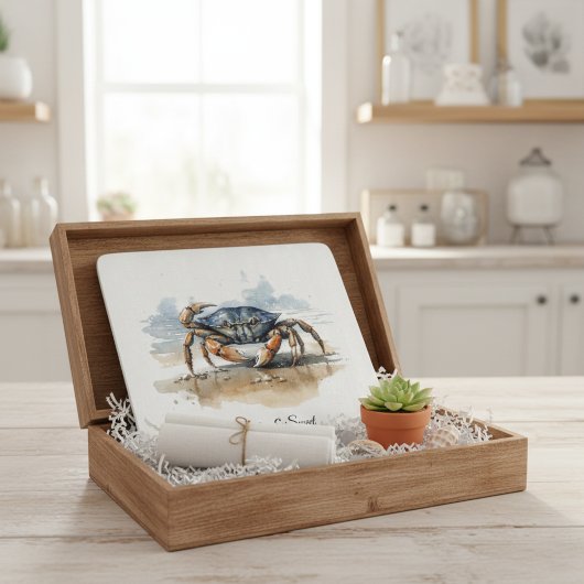 Watercolor Beach Crab, custom Schneidebrett